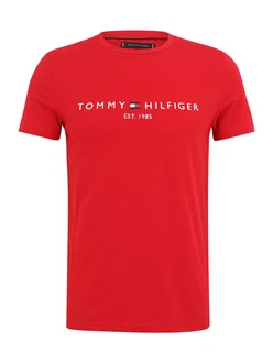 TOMMY HILFIGER T-Shirt blutrot/weiß