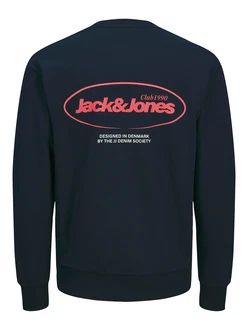 Jack & Jones Sweatshirt JJEBRADLEY GRAPHIC SWEAT CREW NOOS marine/melone/weiß