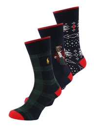Socken navy / dunkelgrn / rot / wei