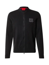 HUGO Strickjacke Solouh graumeliert/schwarz