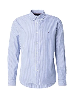 TOMMY HILFIGER Hemd FLEX POPLIN CLASSIC STP RF SHIRT enzian/weiß