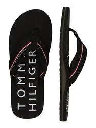 Zehentrenner TOMMY HILFIGER WEB BEACH SANDAL rot/schwarz/weiß