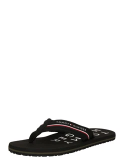 Zehentrenner TOMMY HILFIGER WEB BEACH SANDAL rot/schwarz/weiß
