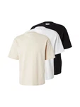 SELECTED HOMME T-Shirt SLHOscar SLHLOOSEOSCAR greige/schwarz/wei