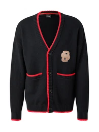 Strickjacke 'Bianko' beige / rot / schwarz