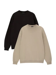 Sweatshirt ecru / schwarz