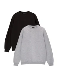 Sweatshirt graumeliert / schwarz