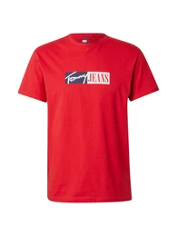 T-Shirt dunkelblau / knallrot / wei