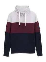 TOM TAILOR Sweatshirt Kapuzenpullover mit Colour Blocking Mischfarben/Dunkelblau/Bordeaux/Dunkelrot/Grau/Lila