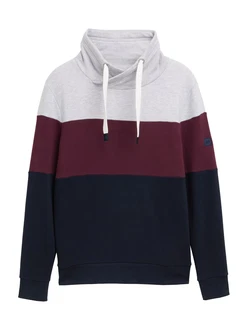 TOM TAILOR Sweatshirt Kapuzenpullover mit Colour Blocking Mischfarben/Dunkelblau/Bordeaux/Dunkelrot/Grau/Lila
