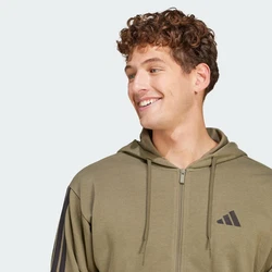 adidas Sportswear Hoodie Essentials 3-Streifen French Terry Kapuzenjacke oliv/schwarz