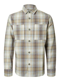 Hemd 'SLHHank' creme / dunkelbeige / pastellblau / dunkelgrau