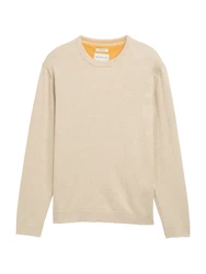 TOM TAILOR Strickpullover Basic Crewneck Knit ecru