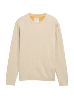 TOM TAILOR Strickpullover Basic Crewneck Knit ecru