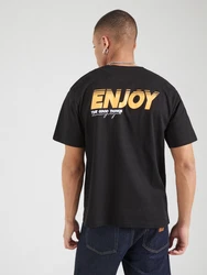 Denim Project T-Shirt 'Enjoy' honig/schwarz/weiß