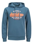 Jack & Jones Plus Sweatshirt JJELOGO SWEAT HOOD 2 COL 24/25 NOOS PLS taubenblau/dunkelorange/weiß