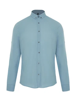 Trendyol Hemd Langarmhemd (1-tlg) blau