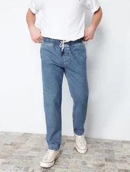 Trendyol Jeans Locker Passform Elastische Taille (weite Passform) Blue