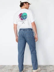 Trendyol Jeans Locker Passform Elastische Taille (weite Passform) Blue