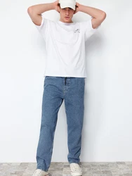 Trendyol Jeans Locker Passform Elastische Taille (weite Passform) Blue