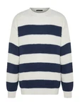 Trendyol Pullover Rundhals (1-tlg) indigo/weiß