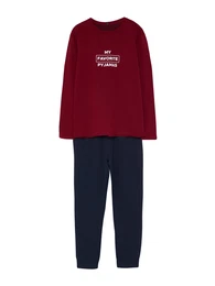 Pyjama lang navy / burgunder / wei