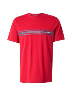 TOMMY HILFIGER T-Shirt basaltgrau/rot/weiß