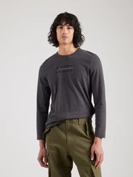 s.Oliver Langarmshirt Logo-Print Stickerei graumeliert/schwarz