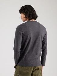 s.Oliver Langarmshirt Logo-Print Stickerei graumeliert/schwarz