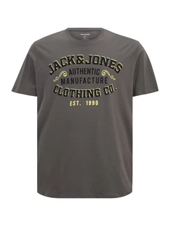 Jack & Jones Plus T-Shirt zitronengelb/dunkelgrau/schwarz