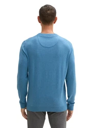 TOM TAILOR Strickpullover Basic Crewneck Knit blau