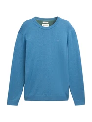 TOM TAILOR Strickpullover Basic Crewneck Knit blau