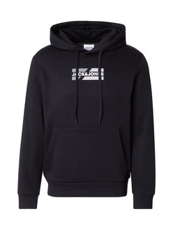 JACK & JONES Sweatshirt 'JJECorp' schwarz/weiß JACK & JONES Sweatshirt 'JJECorp' schwarz/weiß