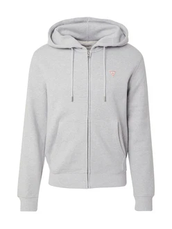 GUESS JEANS Sweatjacke marine / graumeliert / rot / weiß GUESS JEANS Sweatjacke marine / graumeliert / rot / weiß