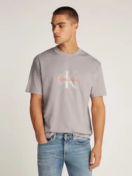 Calvin Klein Jeans T-Shirt grau/hellgrau/orange