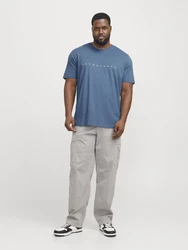 Jack & Jones Plus T-Shirt 'JJESTAR' cyanblau/weiß