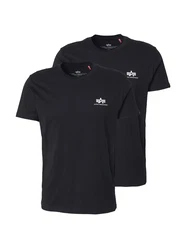 Alpha Industries Rundhalsshirt Basic T Small Logo 2 Pack schwarz/weiß
