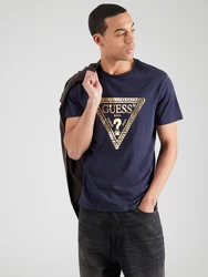 GUESS T-Shirt marineblau/gold