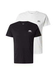 Alpha Industries Rundhalsshirt Basic T Small Logo 2 Pack schwarz/weiß