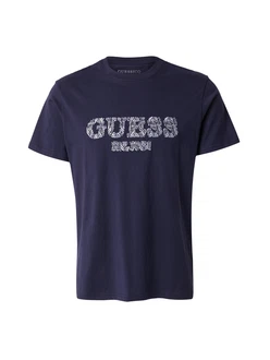 GUESS T-Shirt taubenblau/dunkelblau/weiß GUESS T-Shirt taubenblau/dunkelblau/weiß