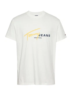 Tommy Jeans T-Shirt navy / gelb / weiß