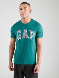GAP T-Shirt 'NOVELTY' graumeliert/smaragd/weiß