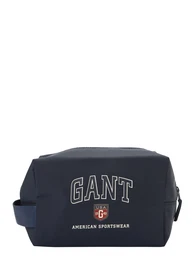 Kulturtasche navy / dunkelrot / wei