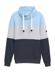 TOM TAILOR Sweatshirt Kapuzenpullover mit Colour Blocking Grau/Hellblau/Dunkelblau/Blau/Grau/Hellblau/Dunkelblau/Blau/Grau/Hellblau/Dunkelblau/Blau