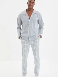 Trendyol Pyjama Schlafanzug (1 tlg) lang grau/basaltgrau/wei