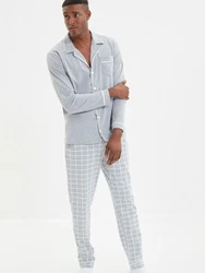 Trendyol Pyjama Schlafanzug (1 tlg) lang grau/basaltgrau/wei