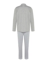 Trendyol Pyjama Schlafanzug (1 tlg) lang grau/basaltgrau/wei