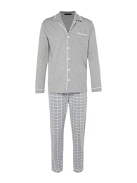 Pyjama lang grau / basaltgrau / wei