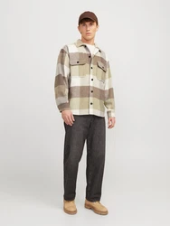 Jack & Jones Langarmshirt Hemd Beige/Braun/Creme