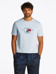 TOMMY HILFIGER T-Shirt taubenblau/rot/schwarz